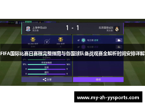FIFA国际比赛日赛程完整指南与各国球队备战观赛全解析时间安排详解