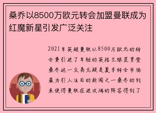 桑乔以8500万欧元转会加盟曼联成为红魔新星引发广泛关注 桑乔以8500万欧元转会加盟曼联成为红魔新星引发广泛关注